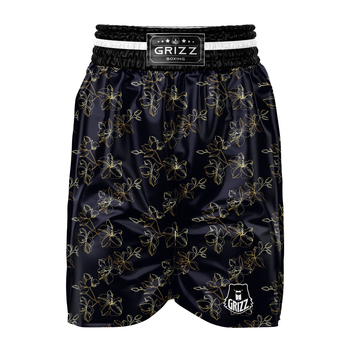 Orchid Golden Print Pattern Boxing Shorts-grizzshop