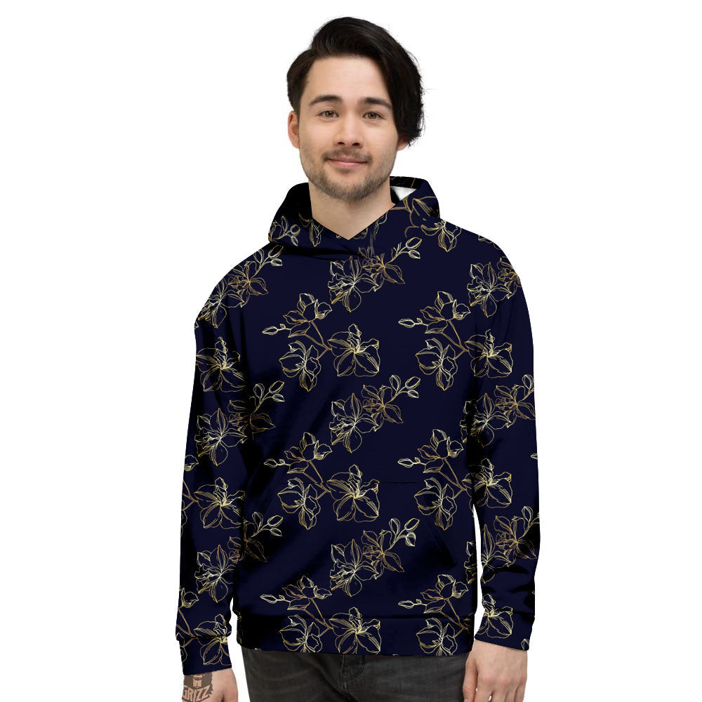 Orchid Golden Print Pattern Men's Hoodie-grizzshop