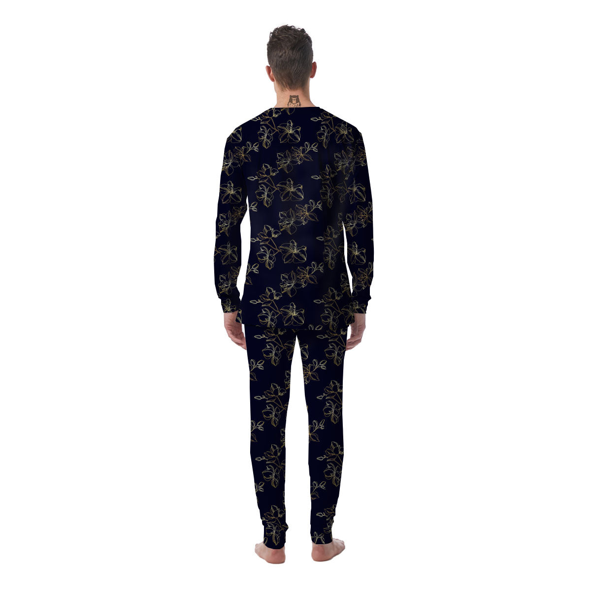 Orchid Golden Print Pattern Men's Pajamas-grizzshop