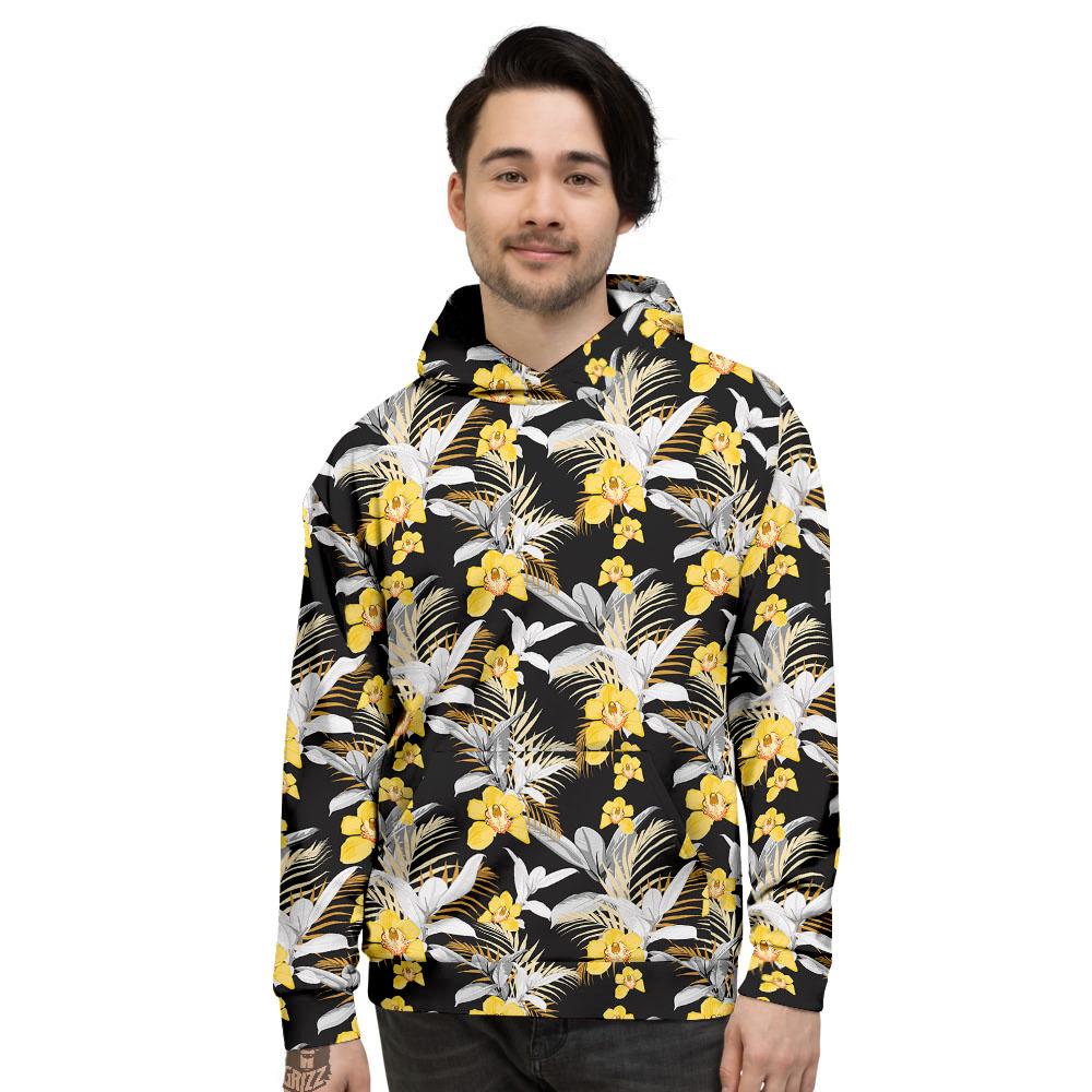 Orchid Yellow Print Pattern Men's Hoodie-grizzshop