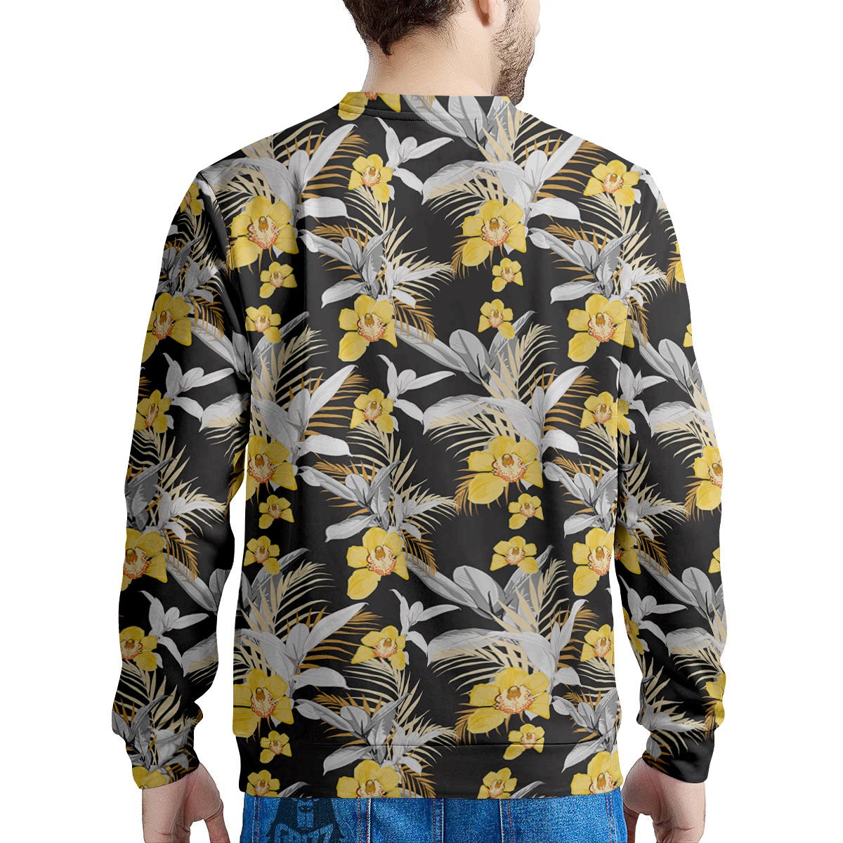 Orchid Yellow Print Pattern Men's Sweatshirt-grizzshop