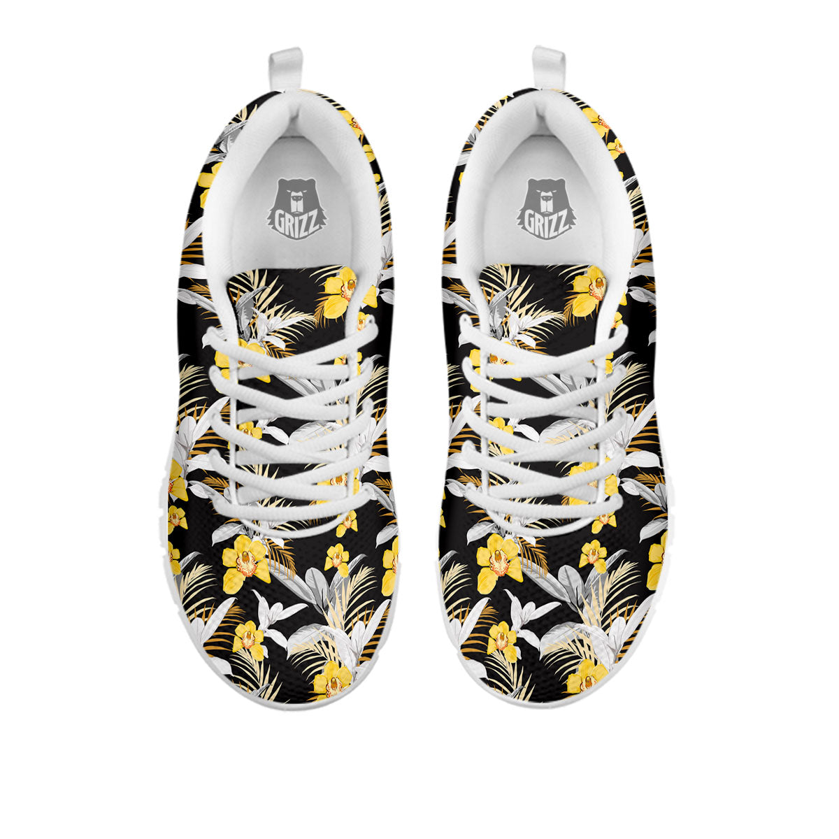 Orchid Yellow Print Pattern White Sneaker-grizzshop