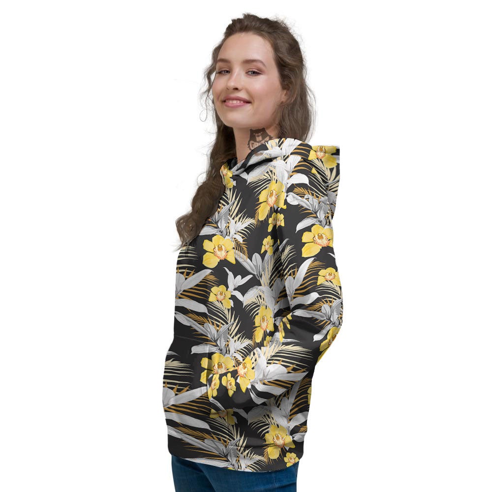 Orchid Yellow Print Pattern Women's Hoodie-grizzshop