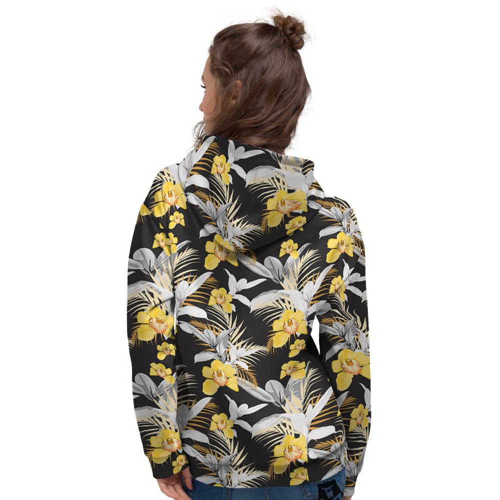 Orchid Yellow Print Pattern Women's Hoodie-grizzshop