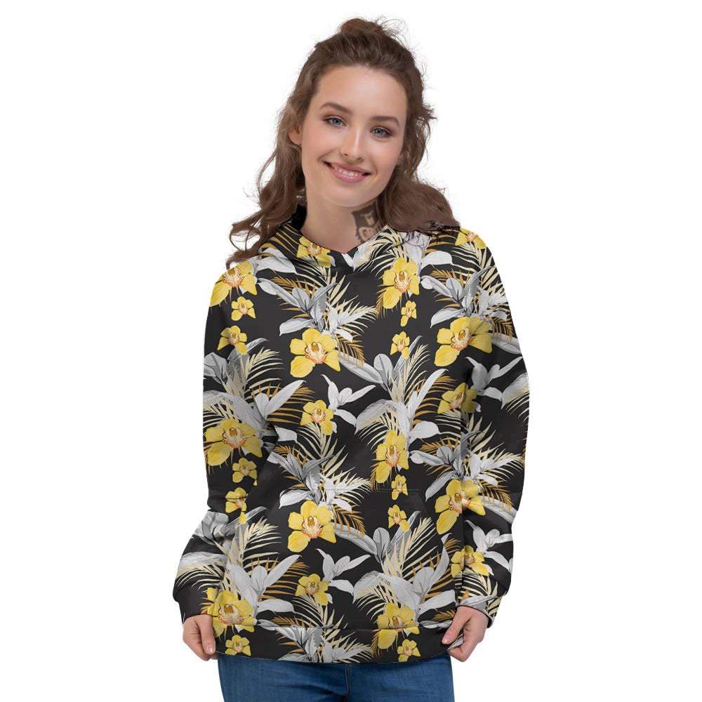 Orchid Yellow Print Pattern Women's Hoodie-grizzshop