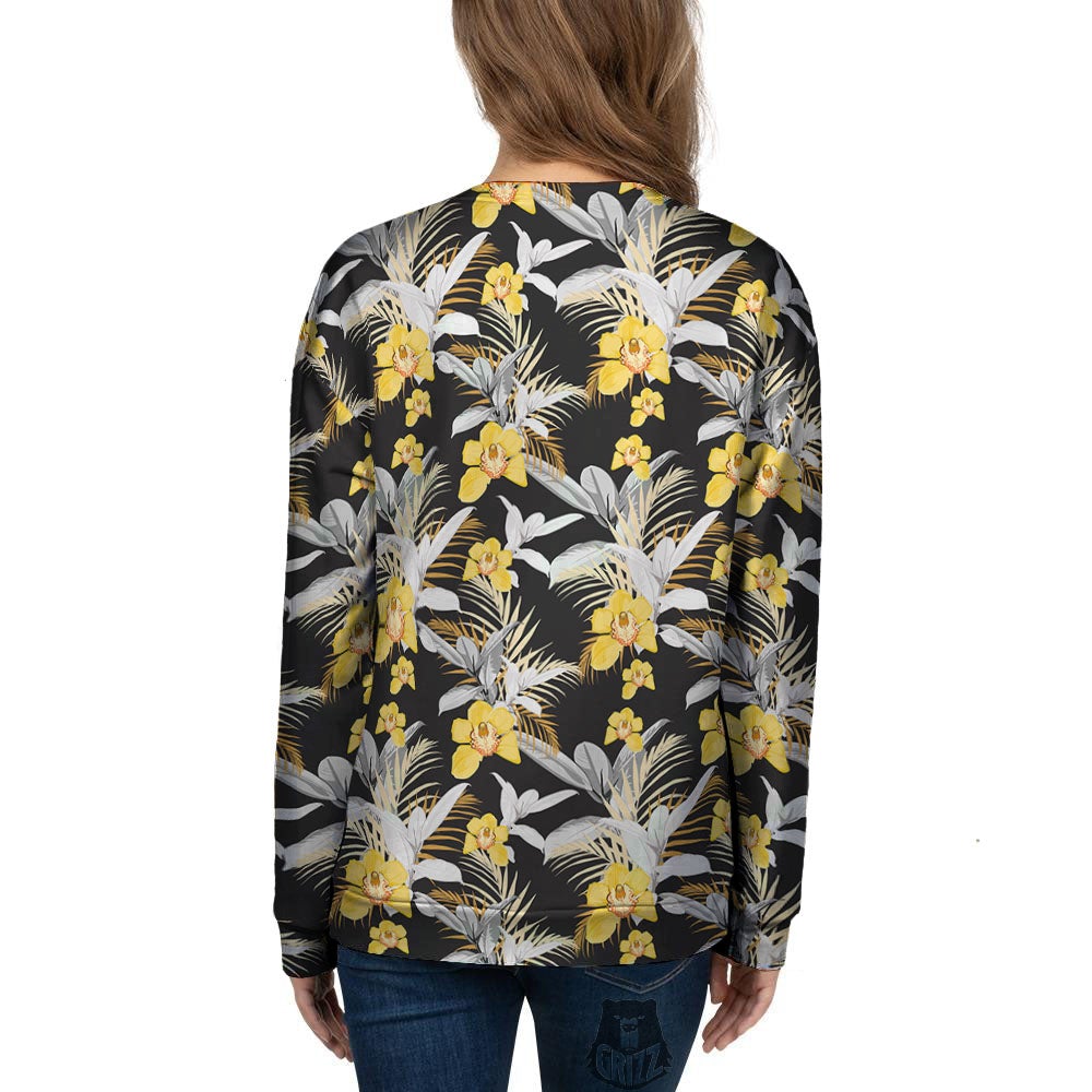 Orchid Yellow Print Pattern Women's Sweatshirt-grizzshop
