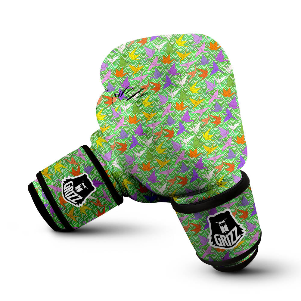 Origami Bird Colorful Print Pattern Boxing Gloves-grizzshop