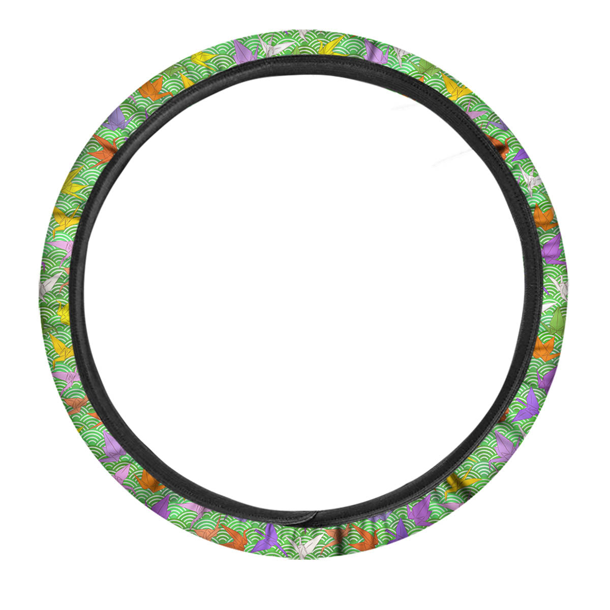 Origami Bird Colorful Print Pattern Car Steering Wheel Cover-grizzshop
