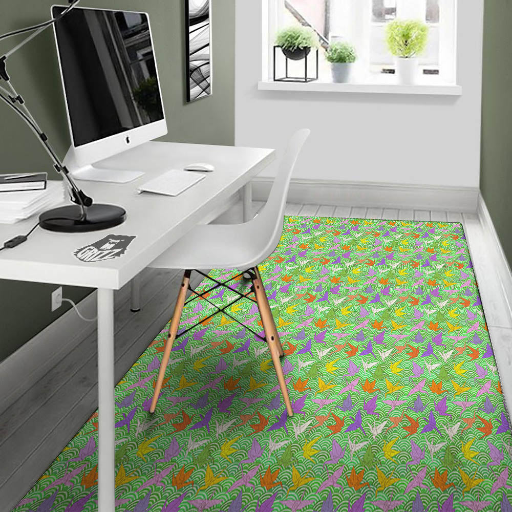 Origami Bird Colorful Print Pattern Floor Mat-grizzshop