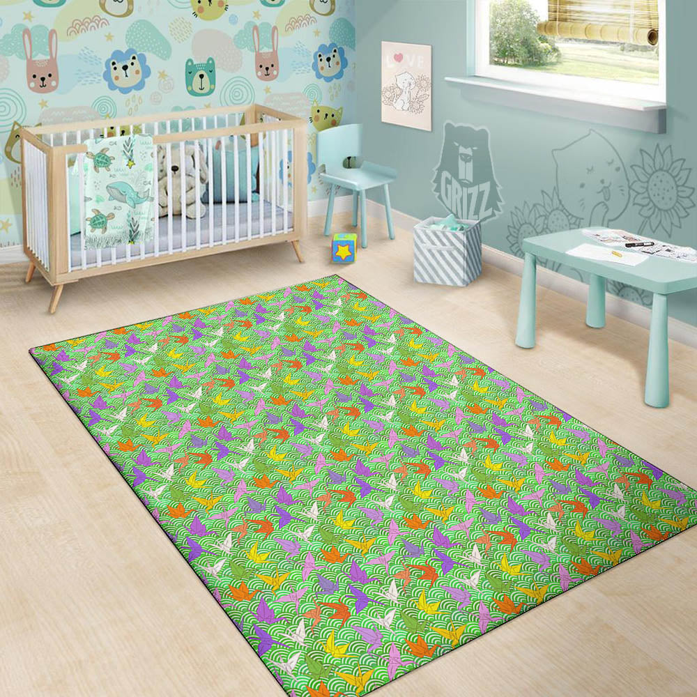 Origami Bird Colorful Print Pattern Floor Mat-grizzshop