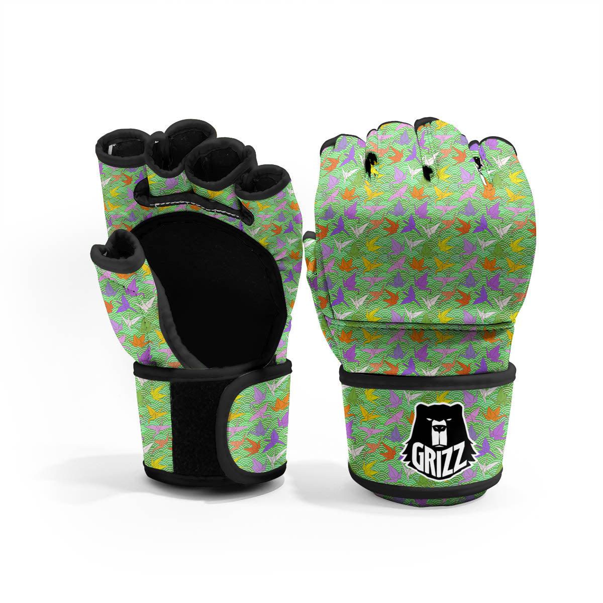 Origami Bird Colorful Print Pattern MMA Gloves-grizzshop