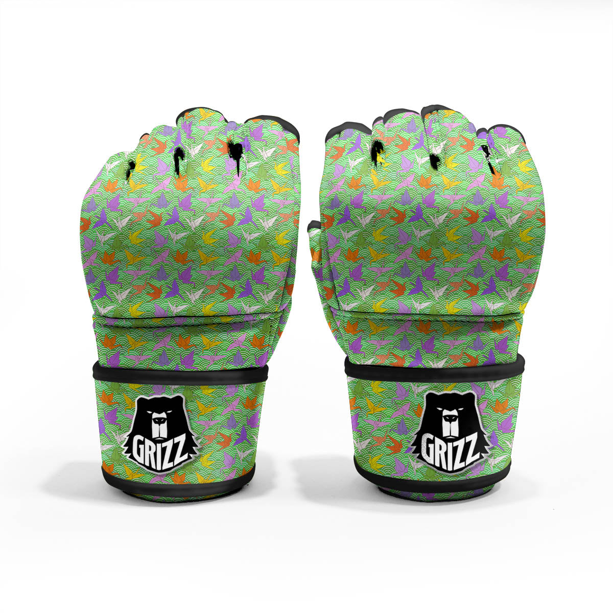 Origami Bird Colorful Print Pattern MMA Gloves-grizzshop