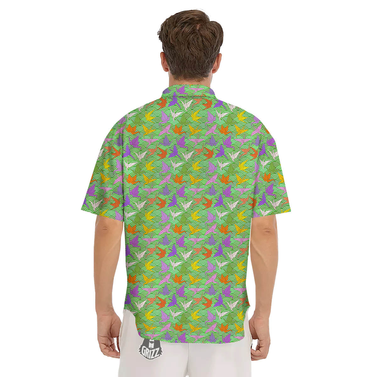 Origami Bird Colorful Print Pattern Men's Short Sleeve Shirts-grizzshop