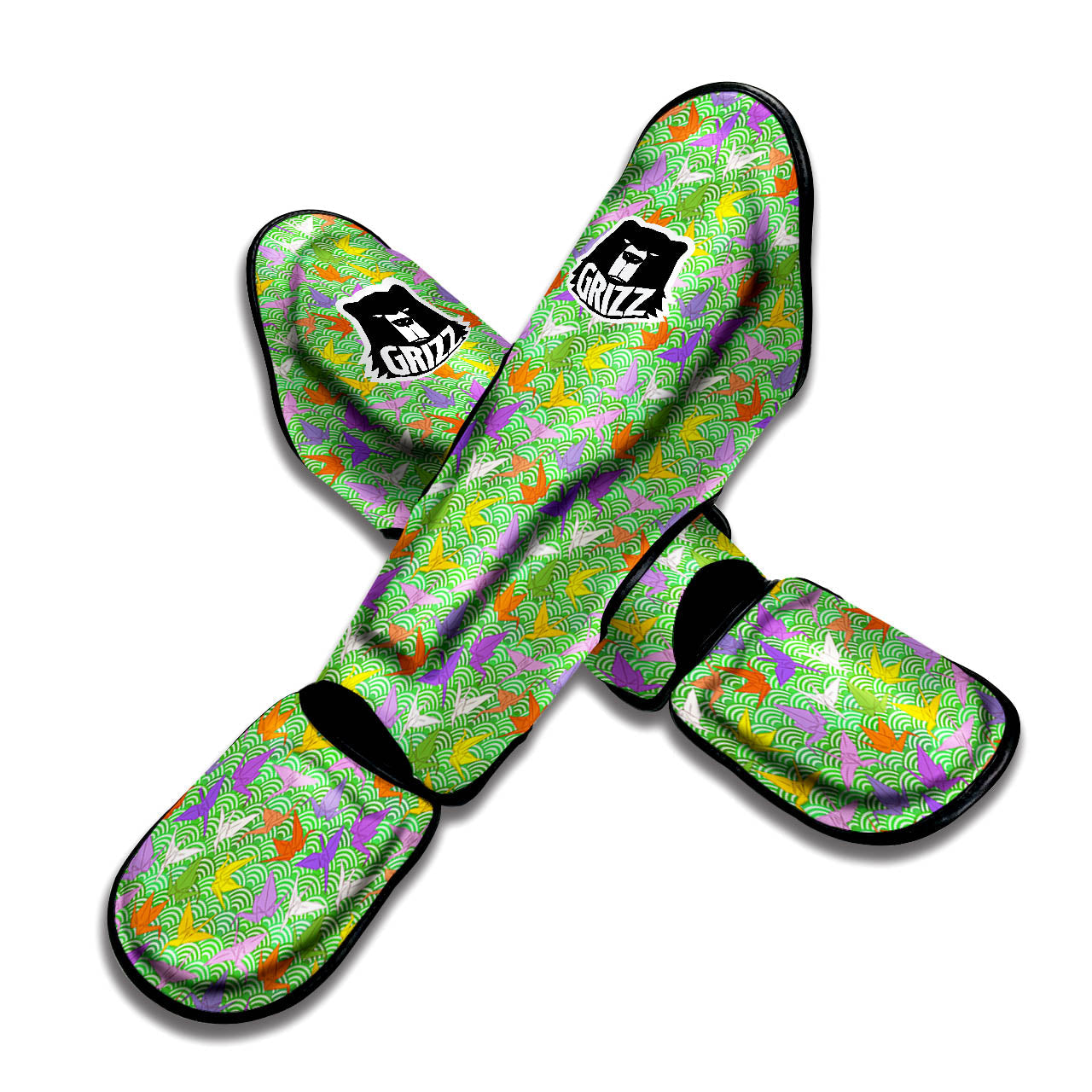 Origami Bird Colorful Print Pattern Muay Thai Shin Guards-grizzshop