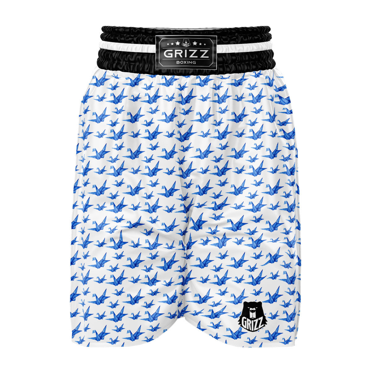 Origami Crane Blue Print Pattern Boxing Shorts-grizzshop