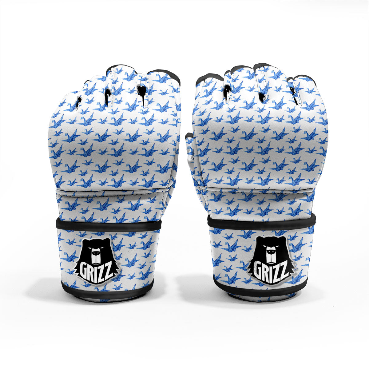 Origami Crane Blue Print Pattern MMA Gloves-grizzshop