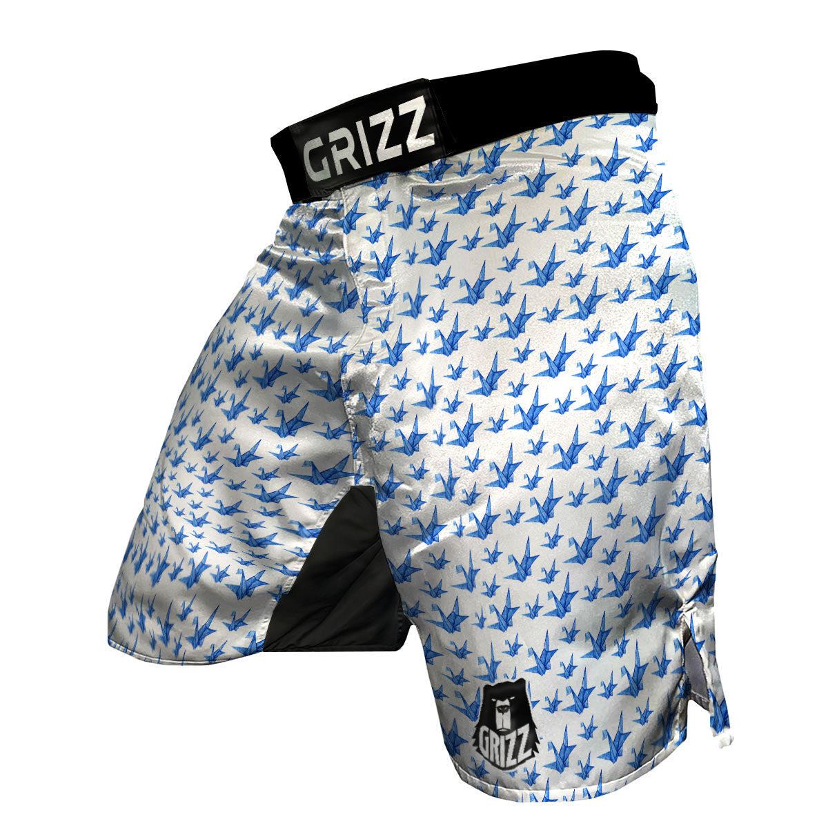Origami Crane Blue Print Pattern MMA Shorts-grizzshop