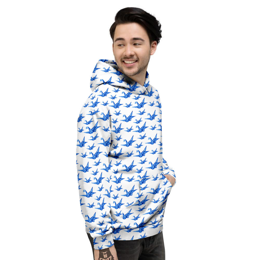Origami Crane Blue Print Pattern Men's Hoodie-grizzshop