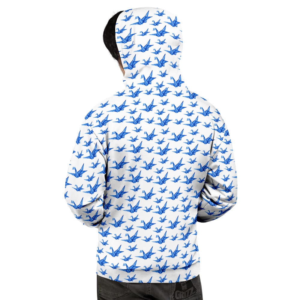 Origami Crane Blue Print Pattern Men's Hoodie-grizzshop