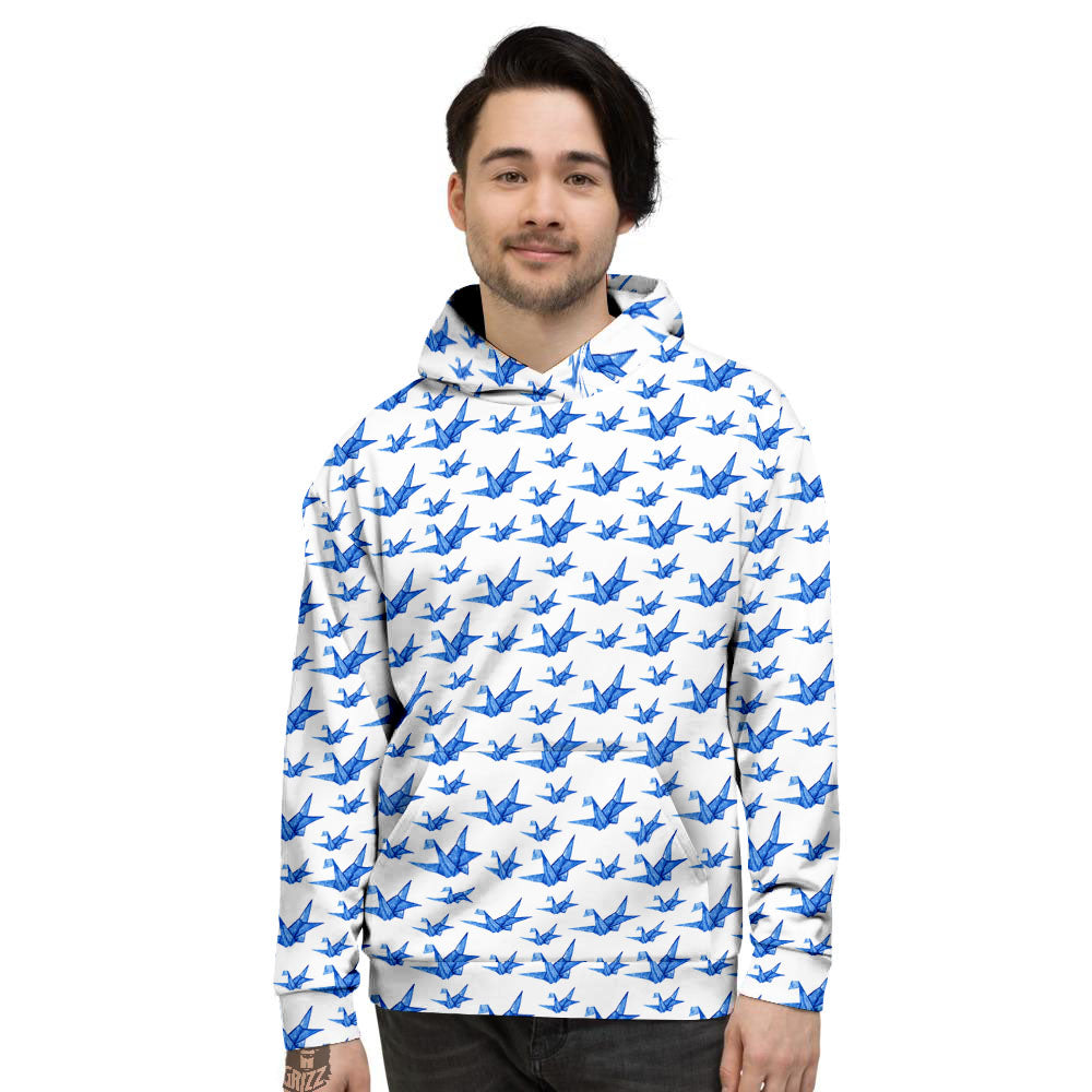 Origami Crane Blue Print Pattern Men's Hoodie-grizzshop