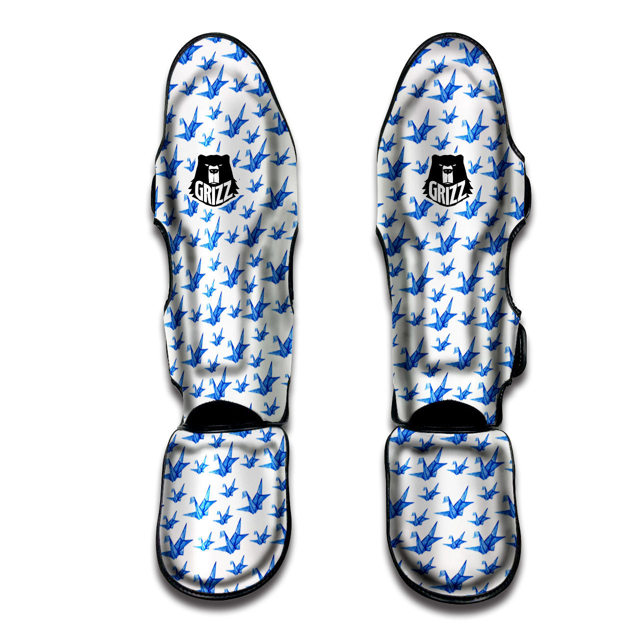 Origami Crane Blue Print Pattern Muay Thai Shin Guards-grizzshop