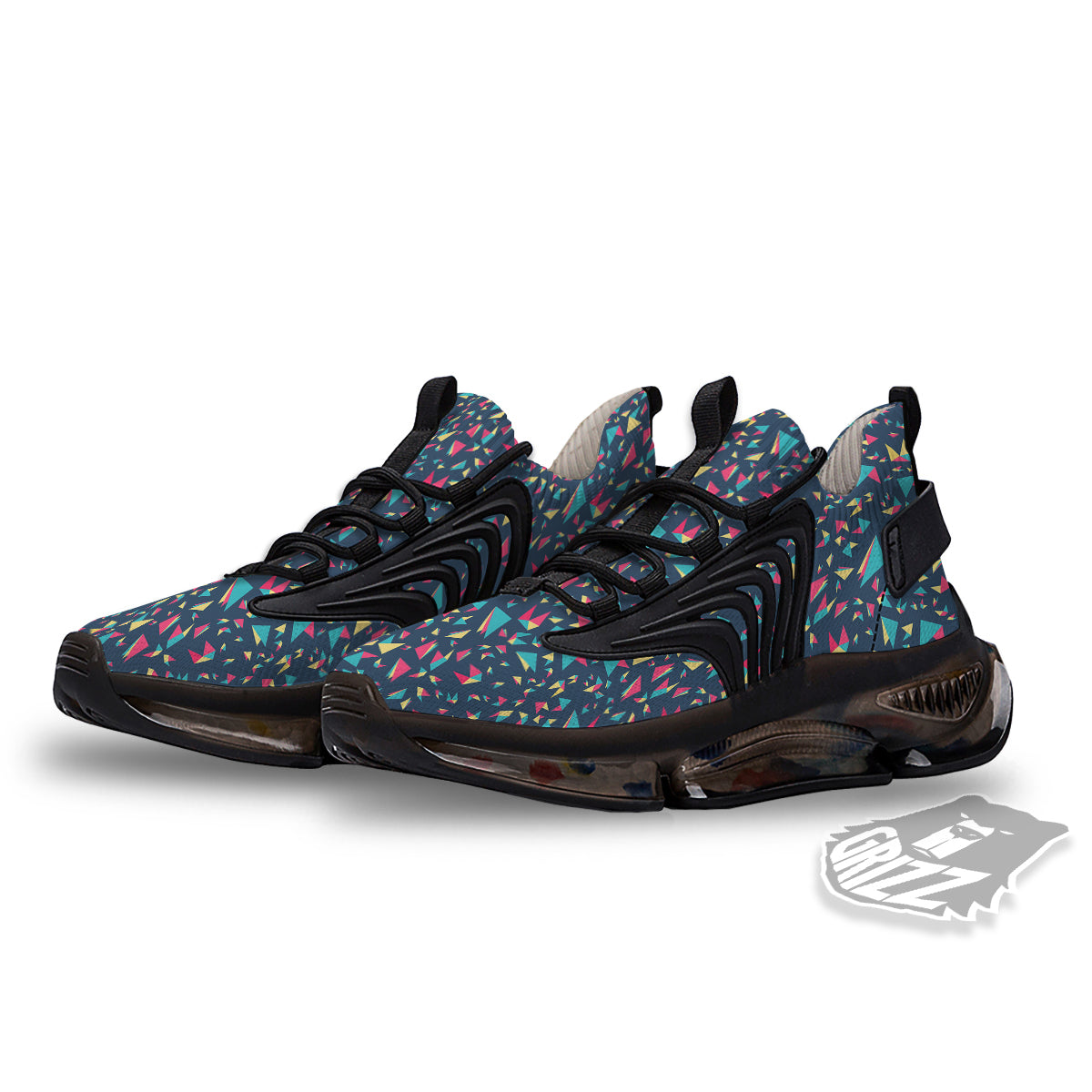 Origami Crane Colorful Print Pattern Black Gym Shoes-grizzshop