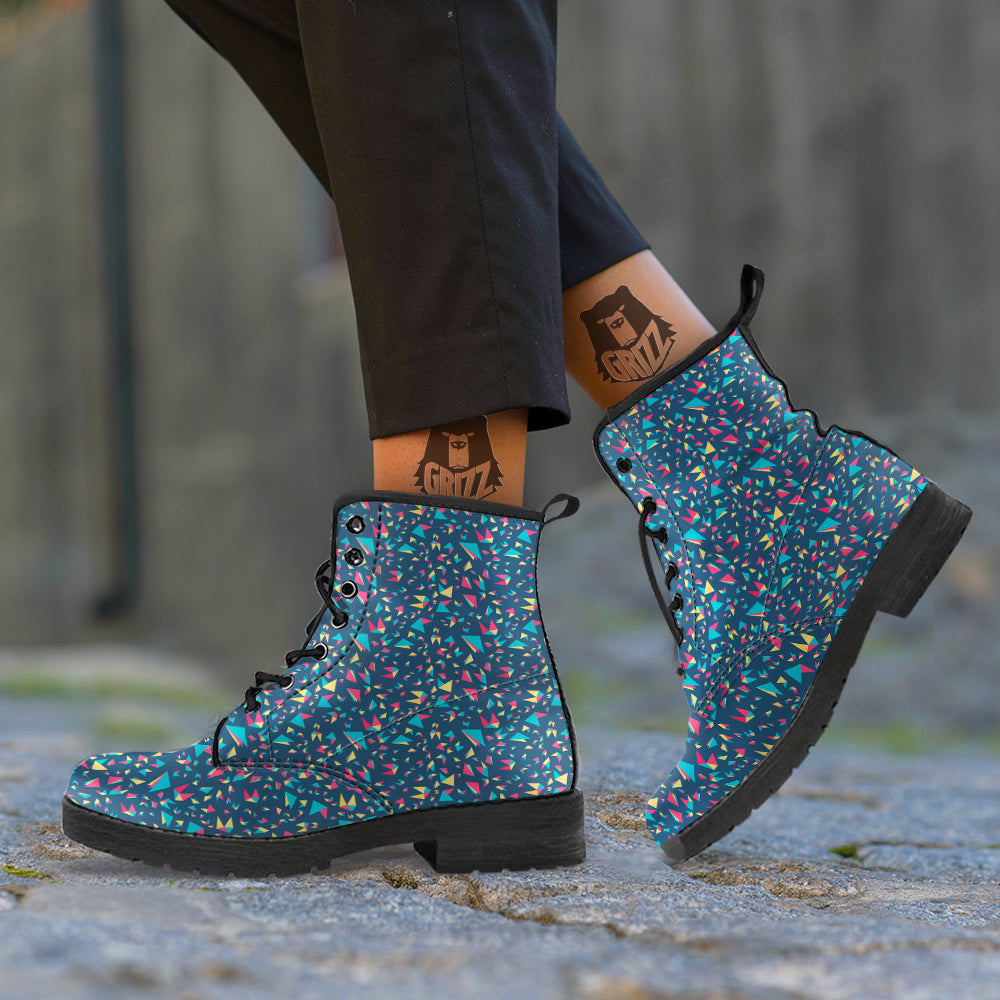 Origami Crane Colorful Print Pattern Leather Boots-grizzshop