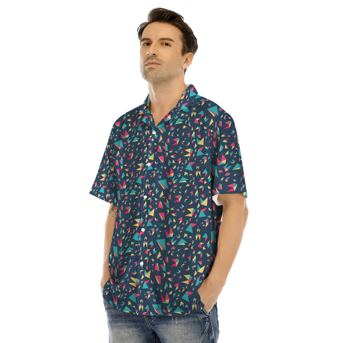 Origami Crane Colorful Print Pattern Men's Hawaiian Shirt-grizzshop