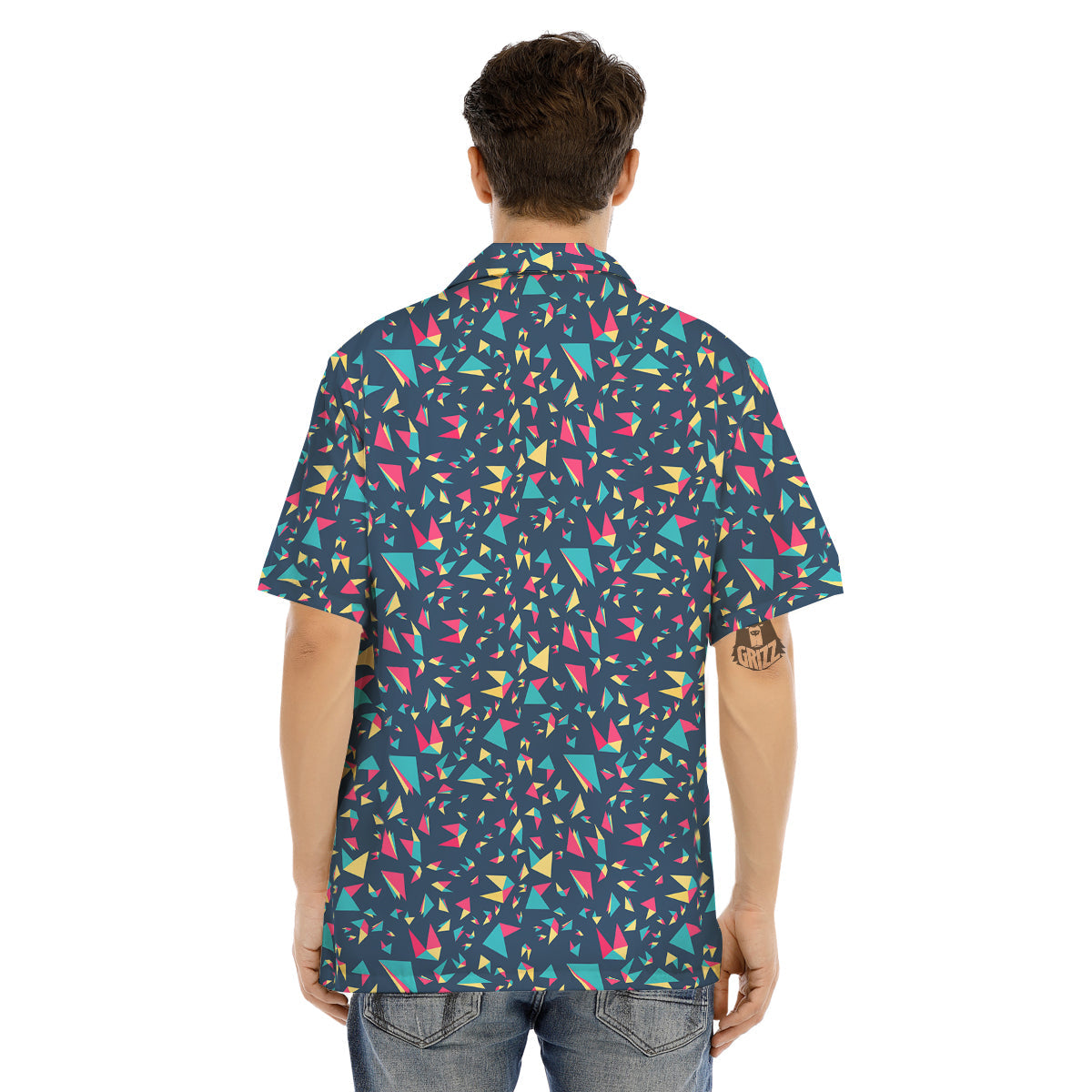 Origami Crane Colorful Print Pattern Men's Hawaiian Shirt-grizzshop