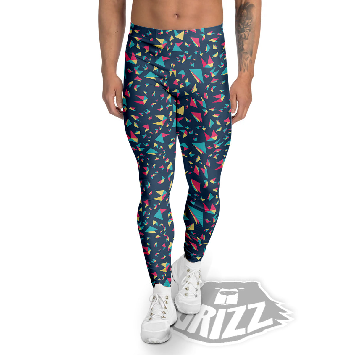Origami Crane Colorful Print Pattern Men's Leggings-grizzshop