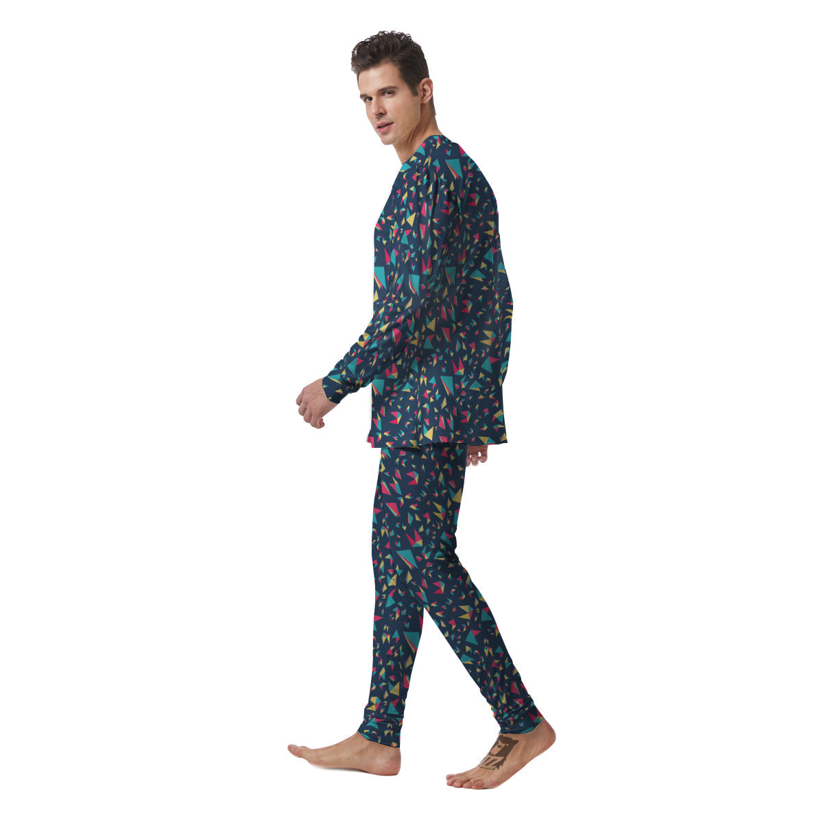 Origami Crane Colorful Print Pattern Men's Pajamas-grizzshop