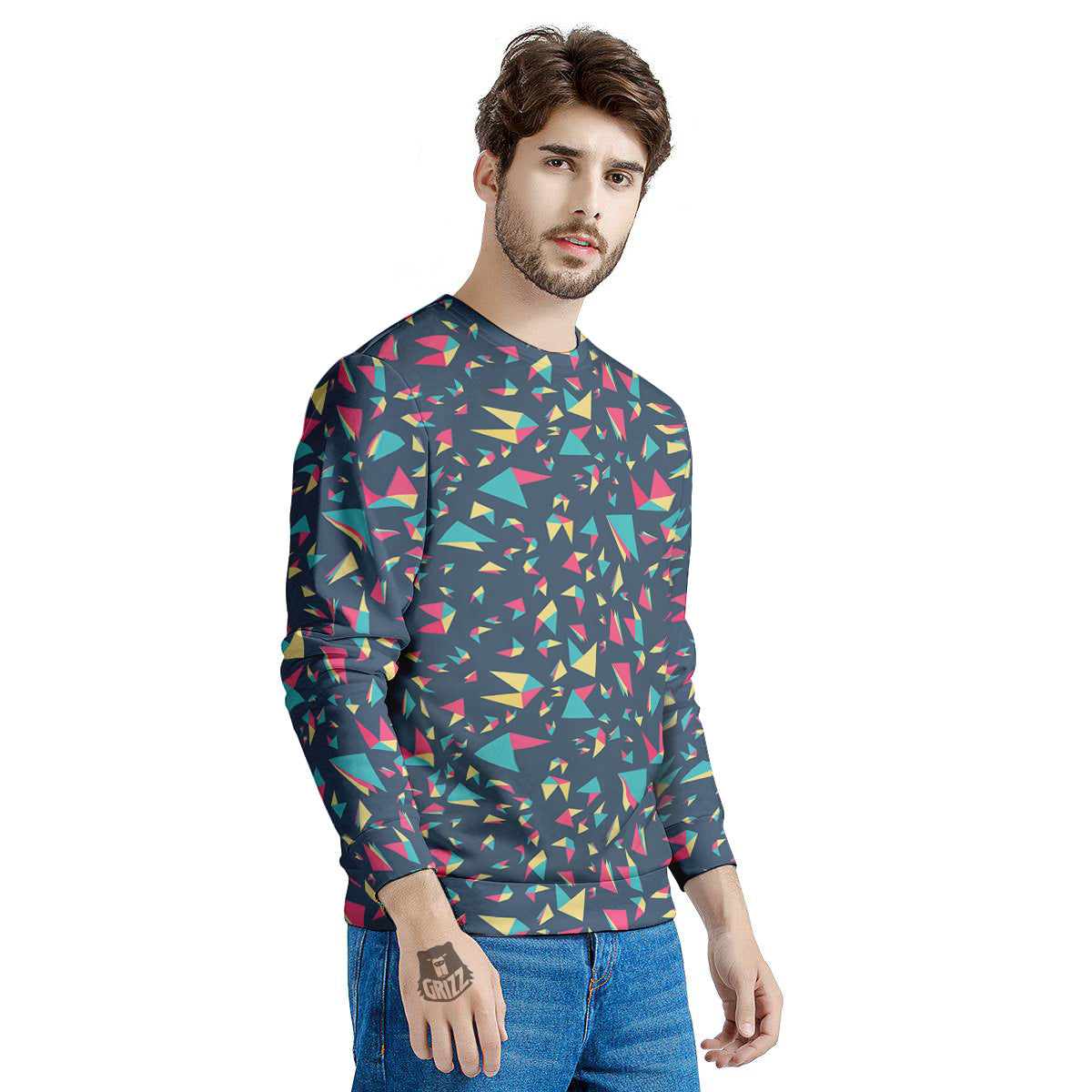 Origami Crane Colorful Print Pattern Men's Sweatshirt-grizzshop