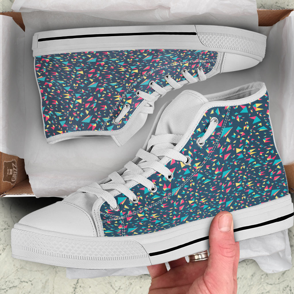 Origami Crane Colorful Print Pattern White High Top Shoes-grizzshop