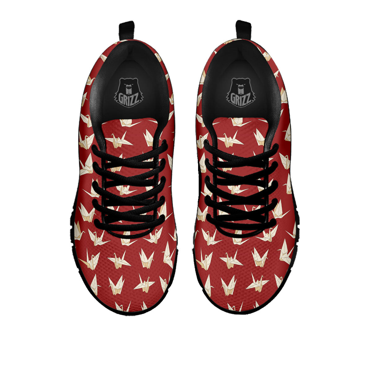 Origami Crane Japanese Print Pattern Black Sneaker-grizzshop