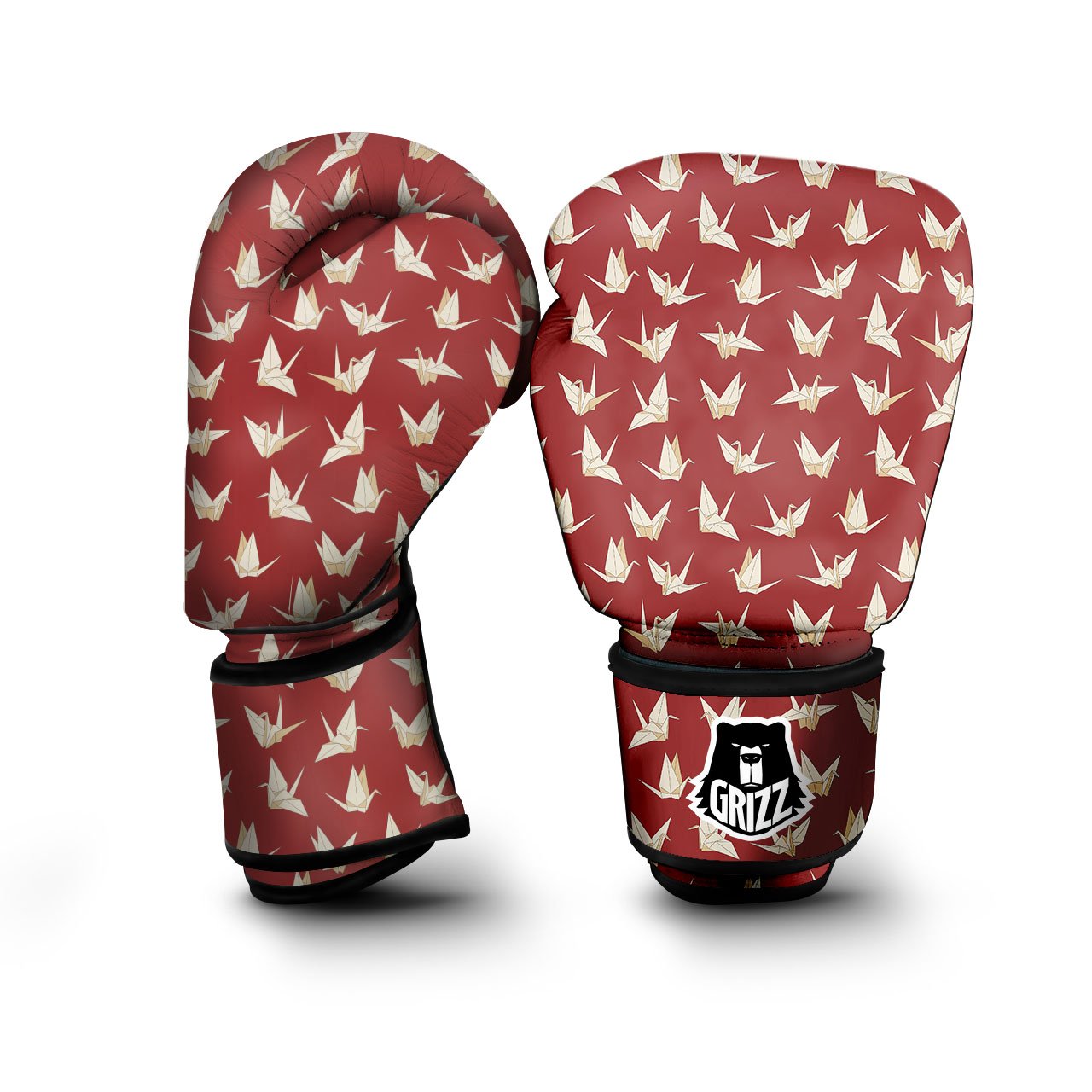 Origami Crane Japanese Print Pattern Boxing Gloves-grizzshop
