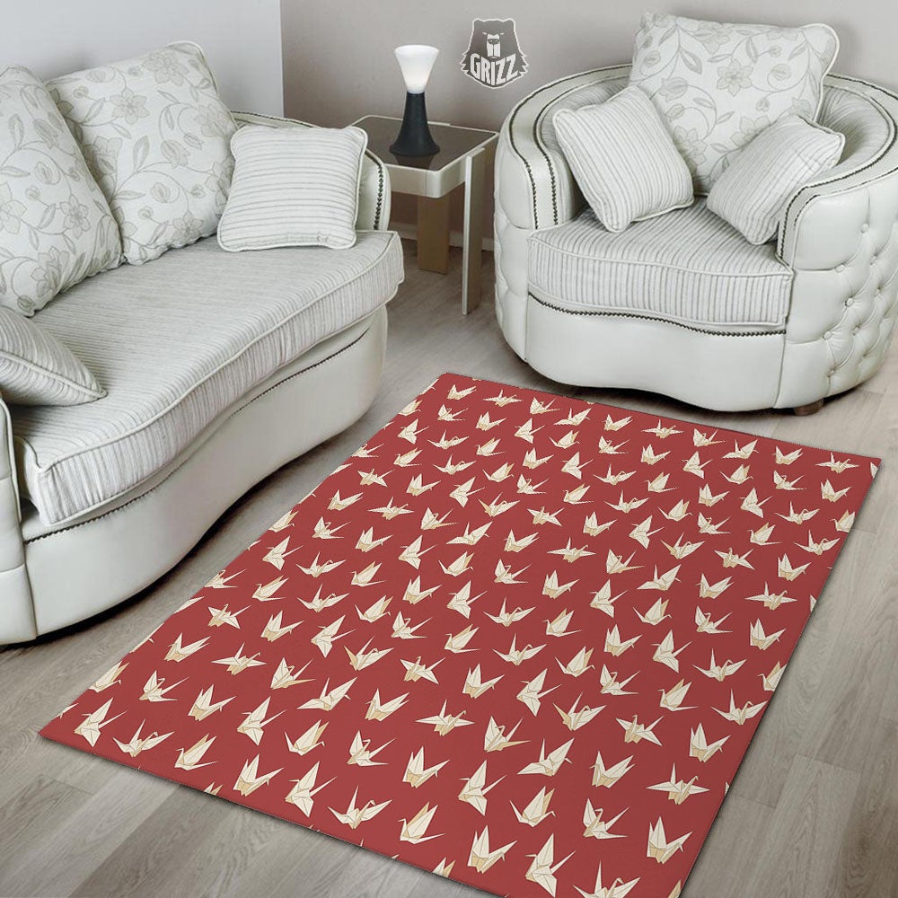 Origami Crane Japanese Print Pattern Floor Mat-grizzshop