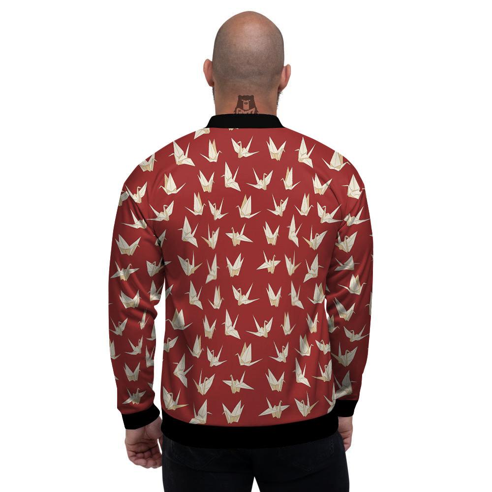 Origami Crane Japanese Print Pattern Men's Bomber Jacket-grizzshop