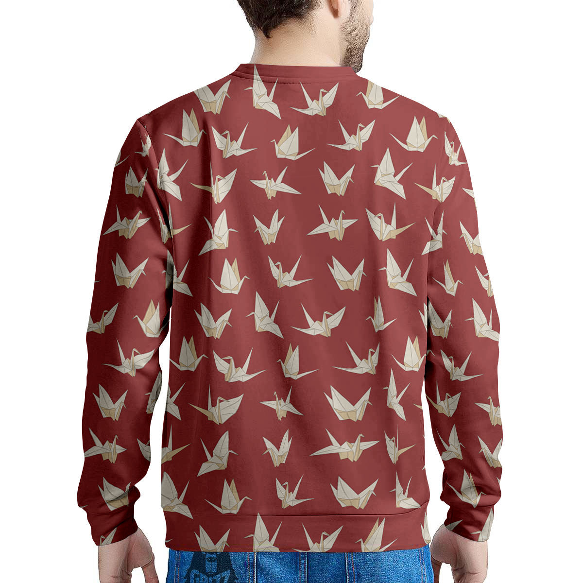 Origami Crane Japanese Print Pattern Men's Sweatshirt-grizzshop