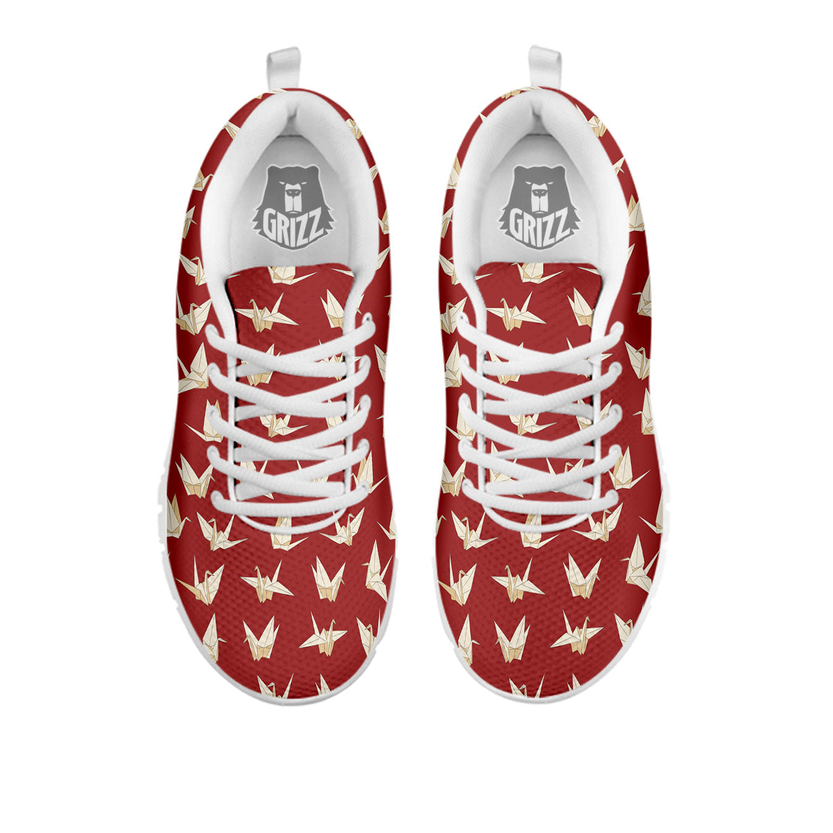 Origami Crane Japanese Print Pattern White Sneaker-grizzshop