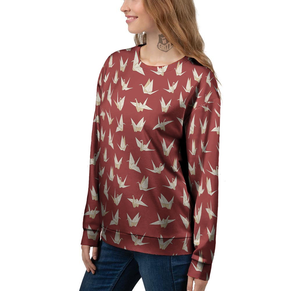 Origami Crane Japanese Print Pattern Women's Sweatshirt-grizzshop