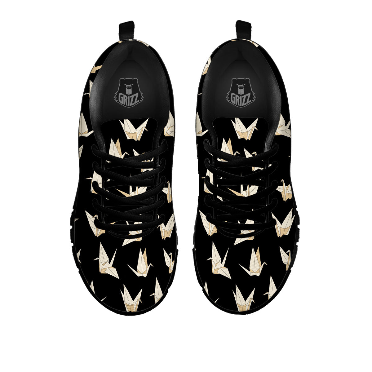 Origami White And Black Print Pattern Black Sneaker-grizzshop