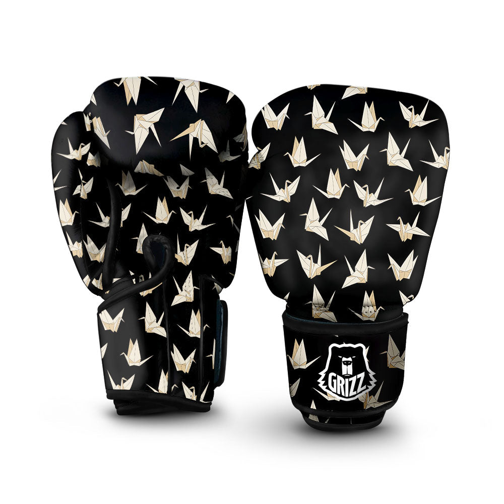 Origami White And Black Print Pattern Boxing Gloves-grizzshop