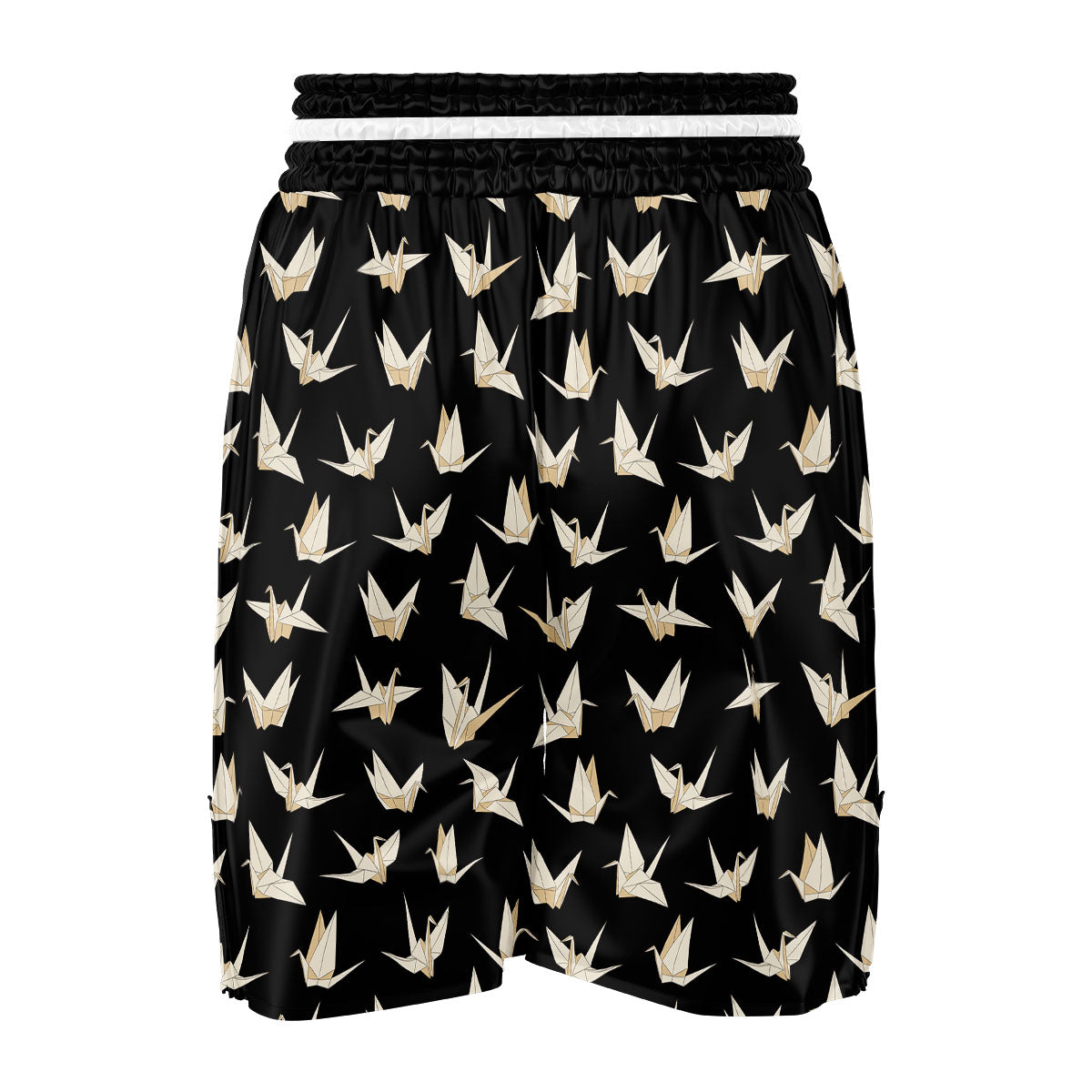 Origami White And Black Print Pattern Boxing Shorts-grizzshop