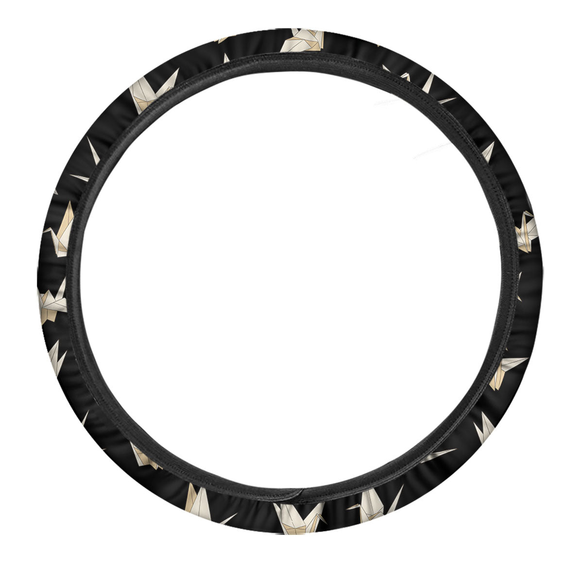 Origami White And Black Print Pattern Car Steering Wheel Cover-grizzshop