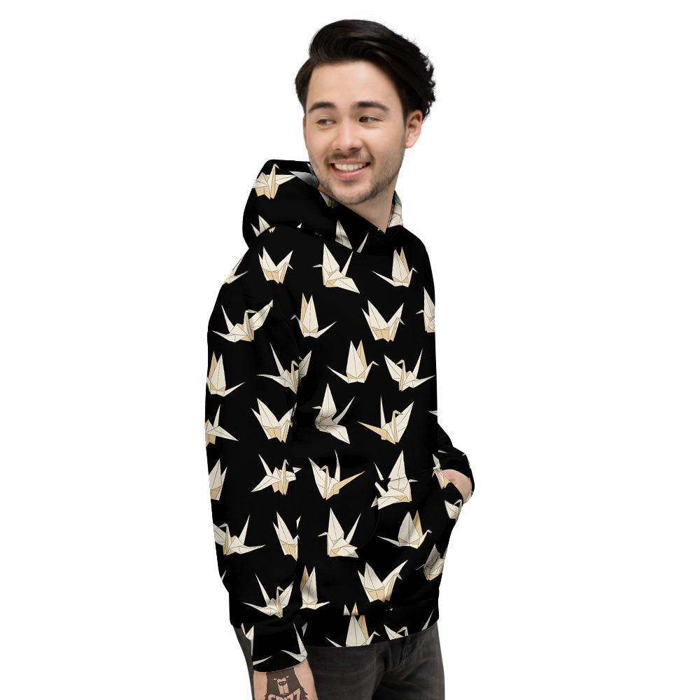 Origami White And Black Print Pattern Men's Hoodie-grizzshop