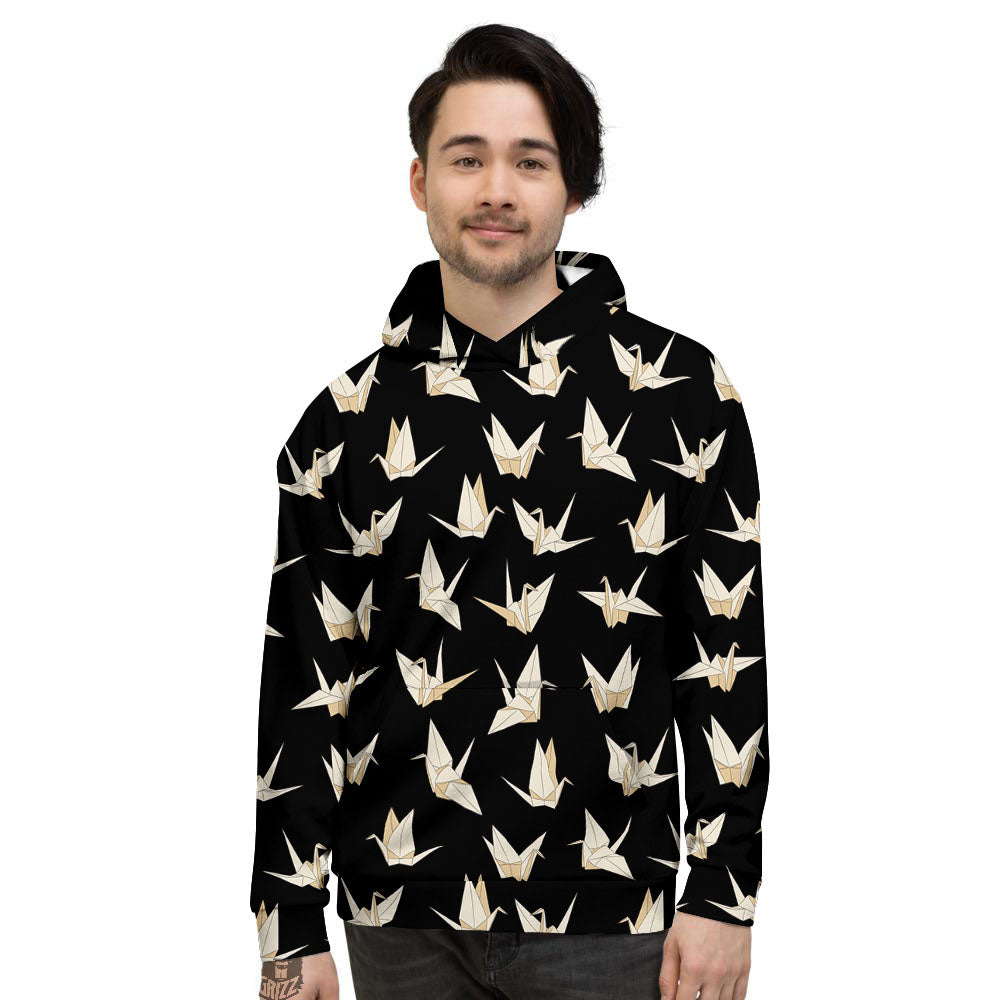 Origami White And Black Print Pattern Men's Hoodie-grizzshop