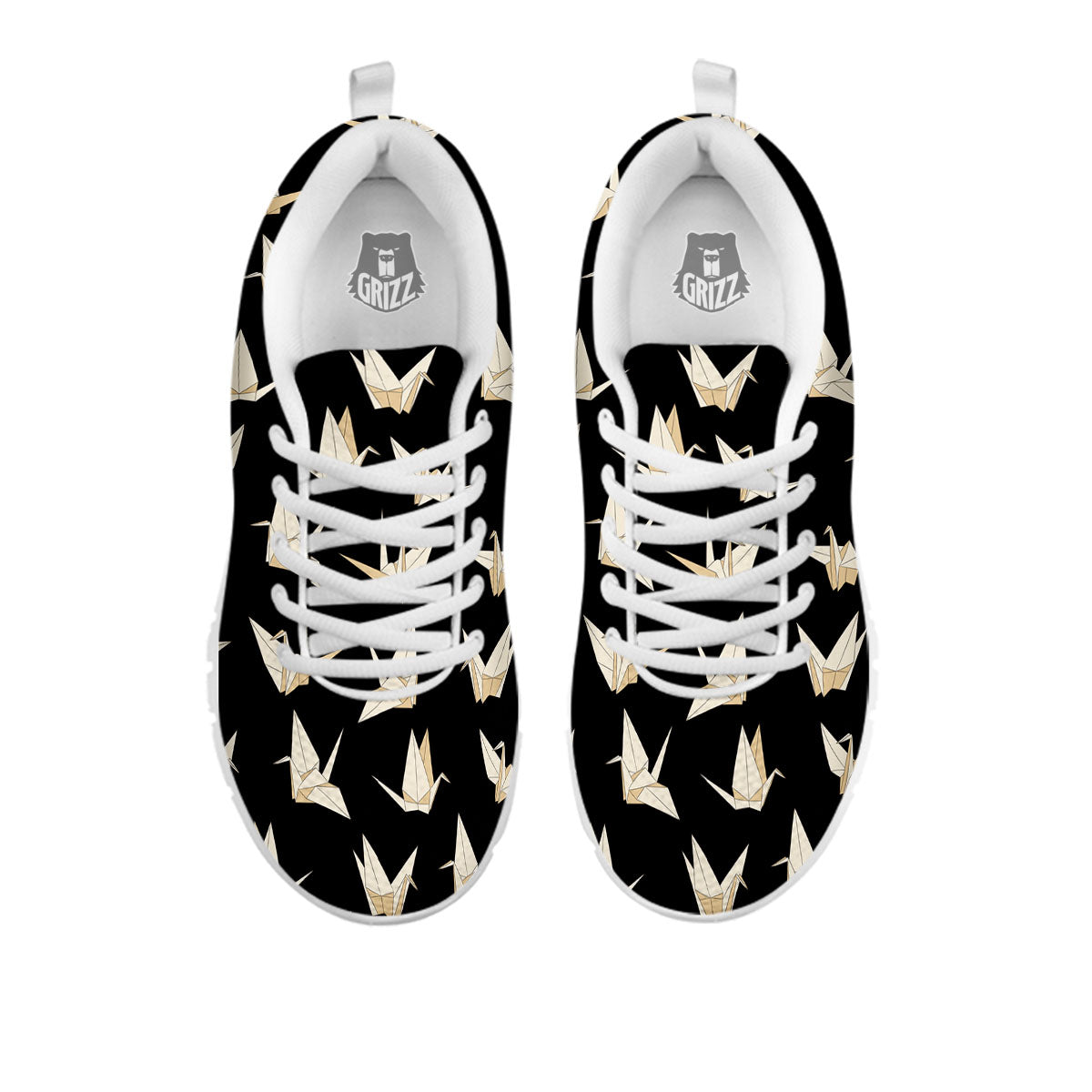 Origami White And Black Print Pattern White Sneaker-grizzshop