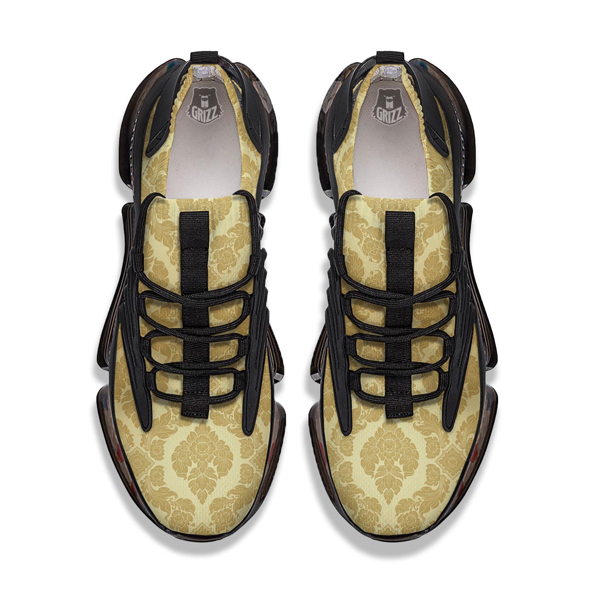 Ornament Thai Print Pattern Black Gym Shoes-grizzshop