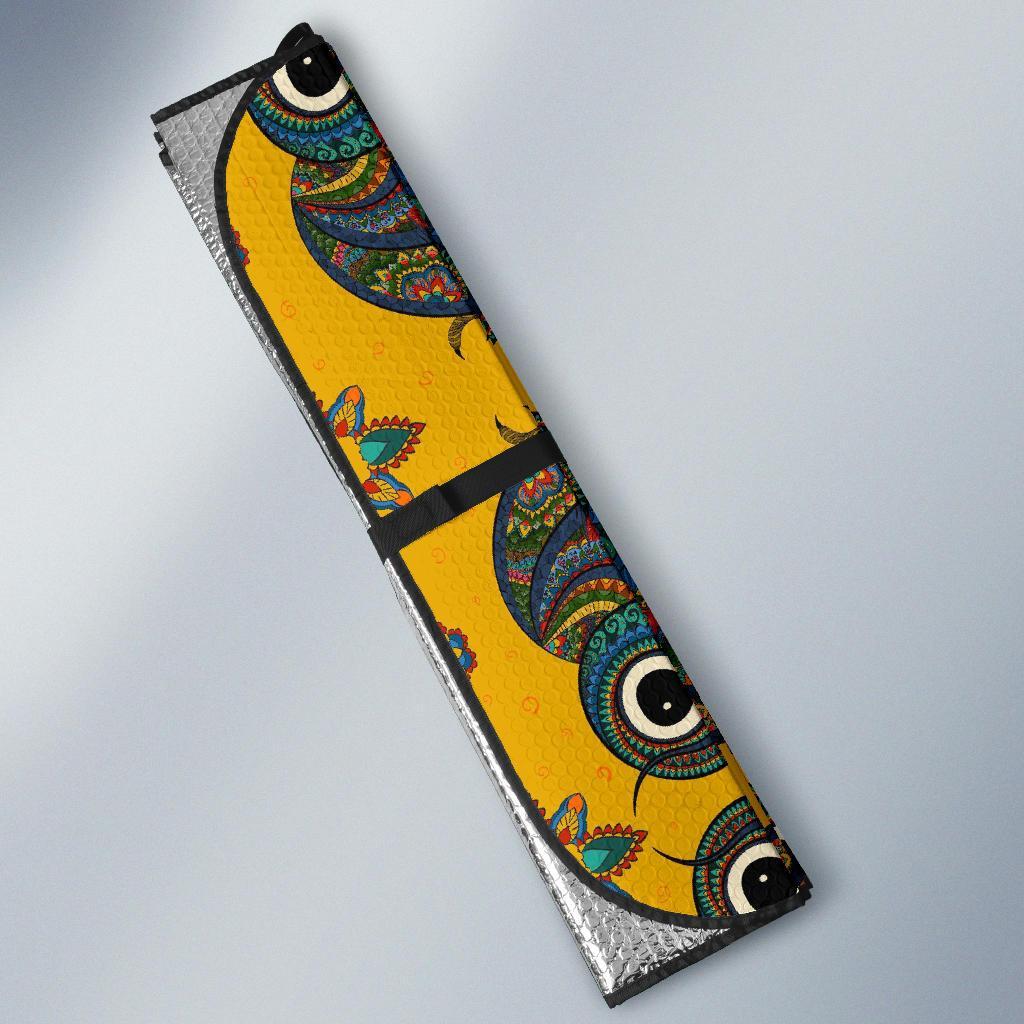 Ornamental Owl Pattern Print Car Sun Shade-grizzshop