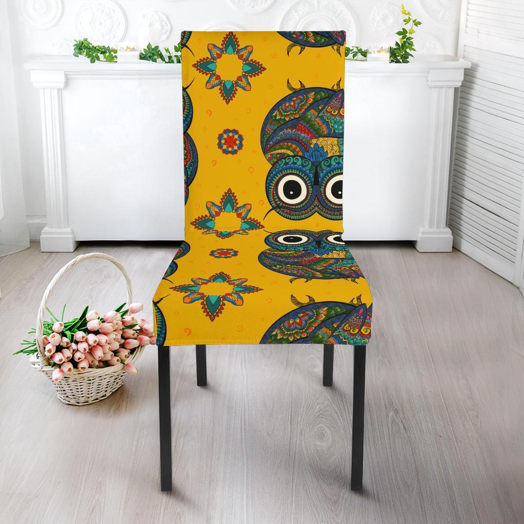 Ornamental Owl Pattern Print Chair Cover-grizzshop